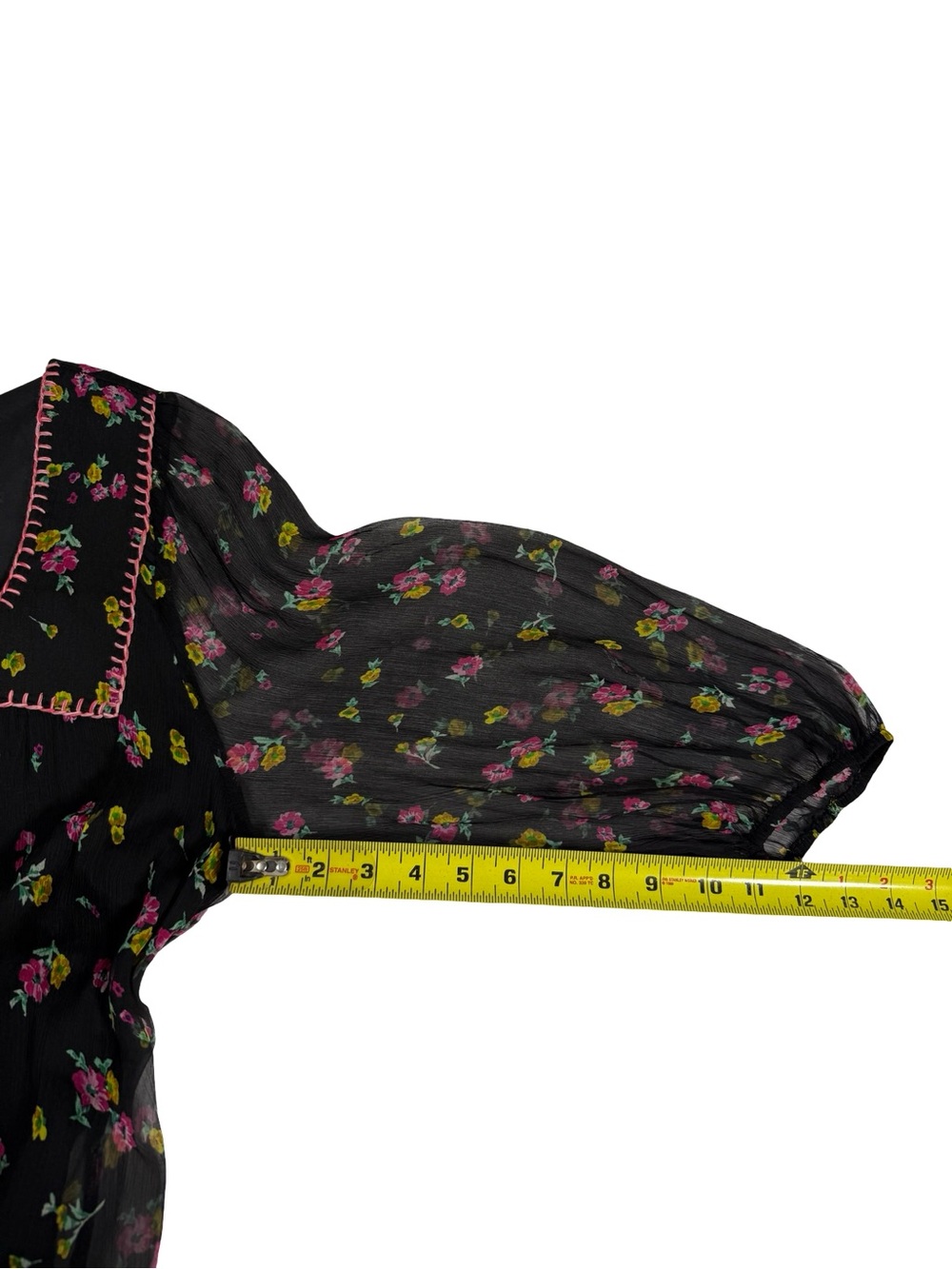Johnny Was Jade Midi Dress Large 100% Silk Floral Black Boho Tiered Flowy Summer - Picture 5 of 11